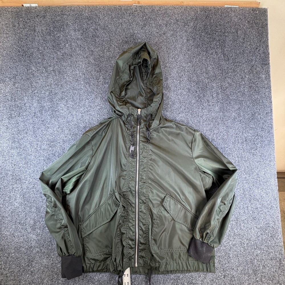 BB Dakota Steve Madden Anorak Jacket Womens Medium Olive Cotton Hooded Full Zip